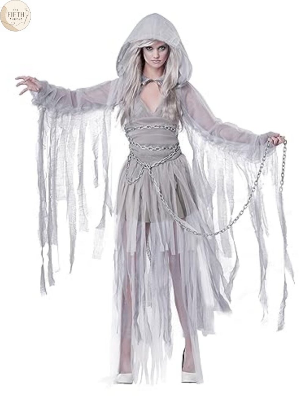 Haunting Beauty Costume Cape Hood Dress Chains Knit